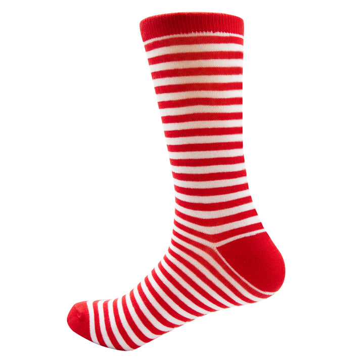 Men's Red and White Stripe Candy Cane Socks