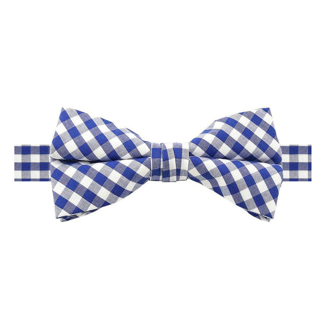 Gingham Banded Bow Tie - Royal Blue