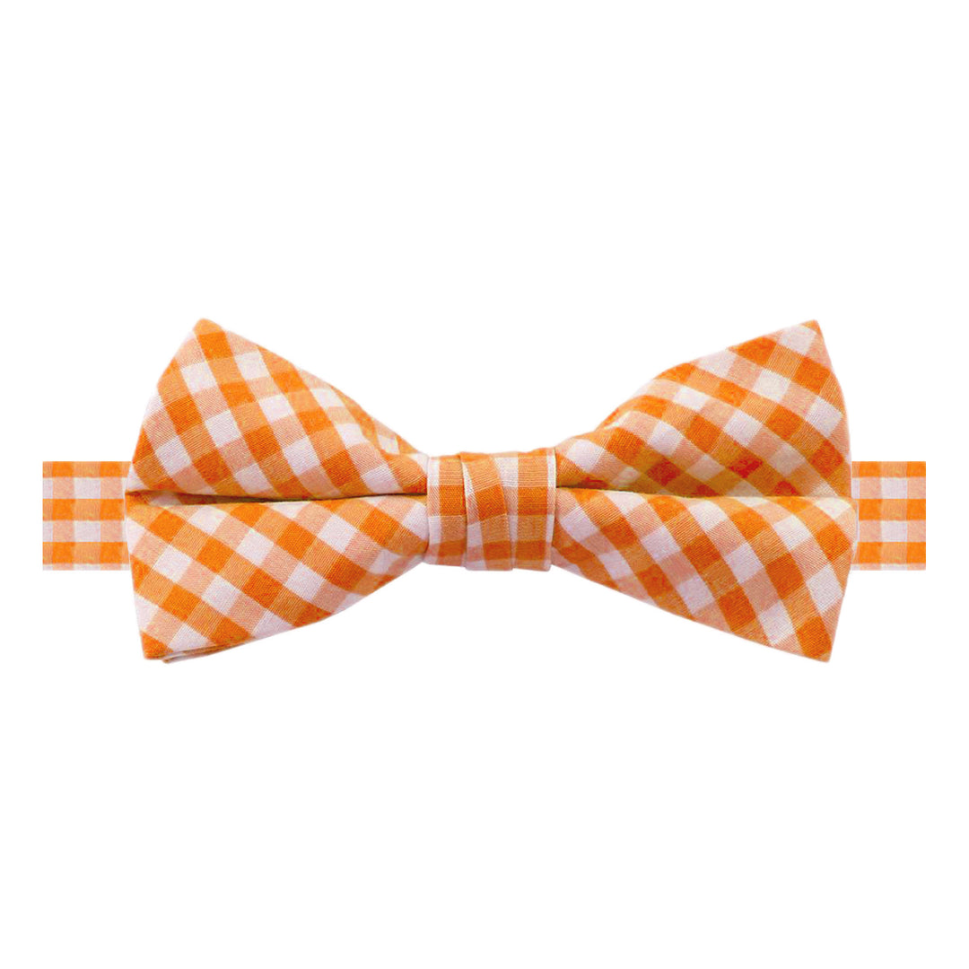 Gingham Banded Bow Tie - Orange