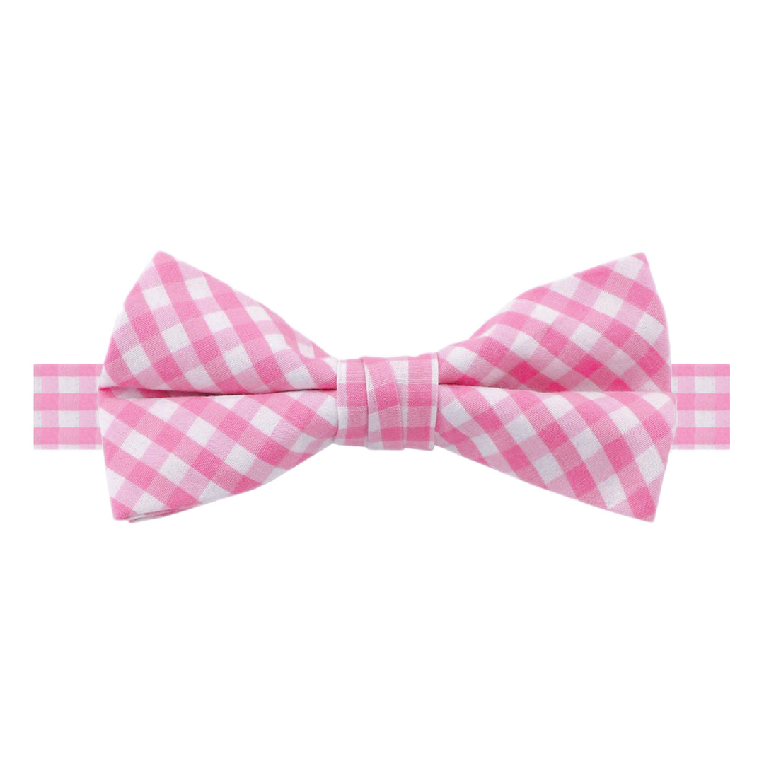 Gingham Banded Bow Tie - Pink