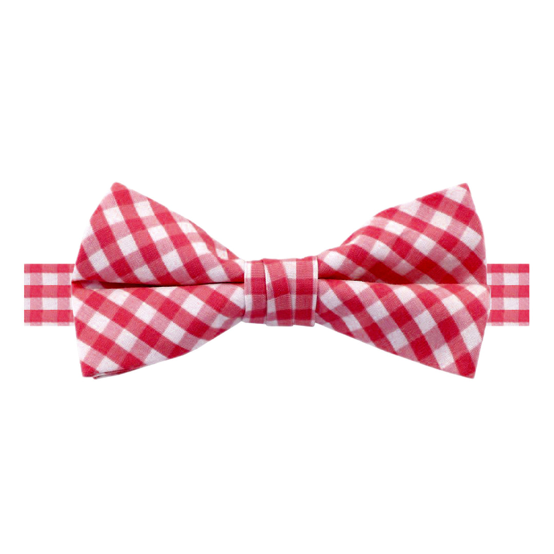 Gingham Banded Bow Tie - Red