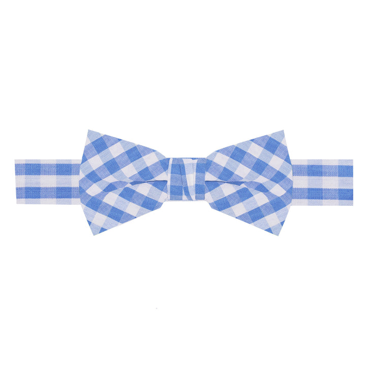 Kid's Gingham Banded Bow Tie - Light Blue
