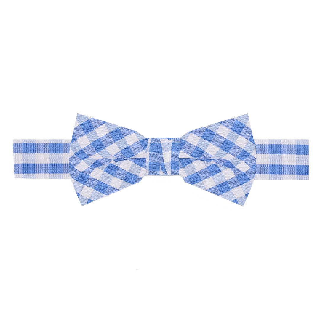 Wedding Kid's Gingham Banded Bow Tie - Light Blue