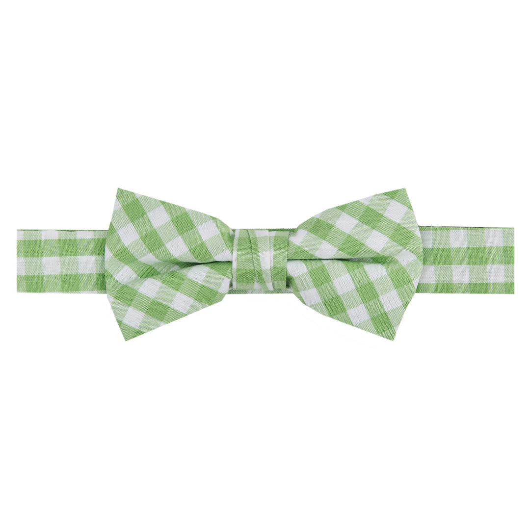 Kid's Gingham Banded Bow Tie - Lime Green