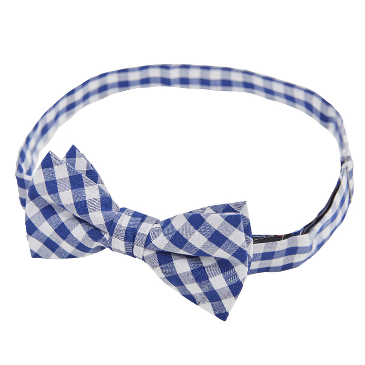 Kid's Gingham Banded Bow Tie - Royal Blue