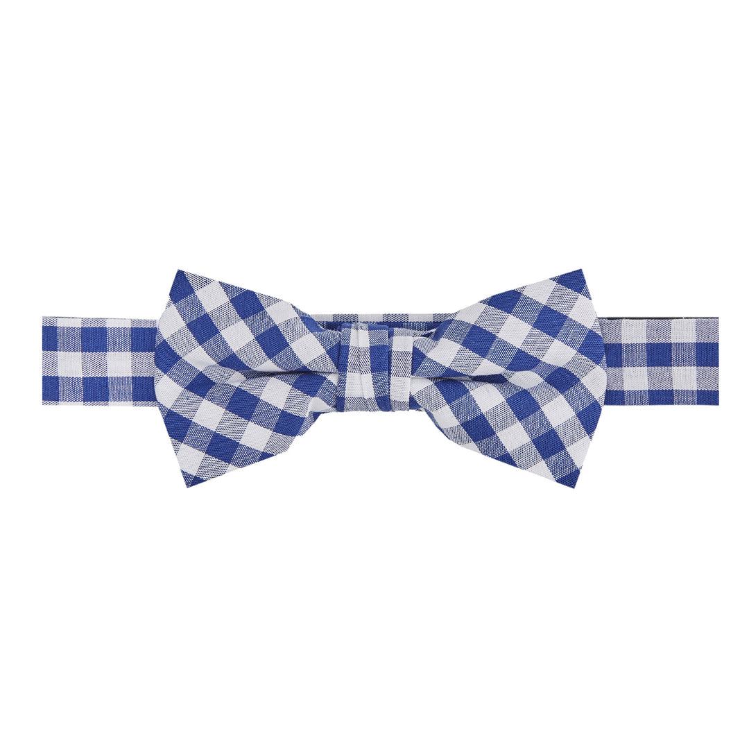 Kid's Gingham Banded Bow Tie - Royal Blue