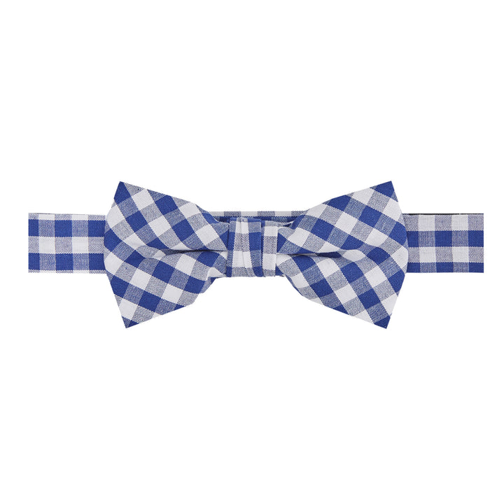 Kid's Gingham Banded Bow Tie - Royal Blue