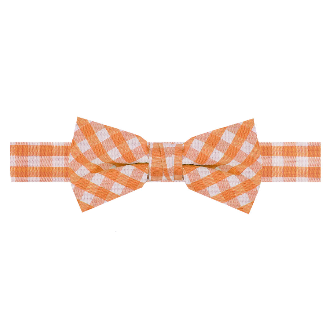 Kid's Gingham Banded Bow Tie - Orange