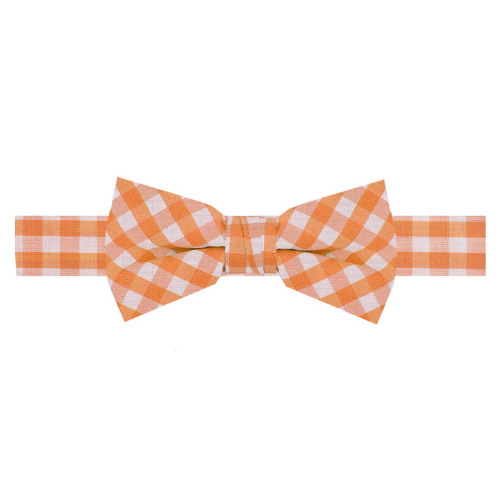 Kid's Gingham Banded Bow Tie - Orange