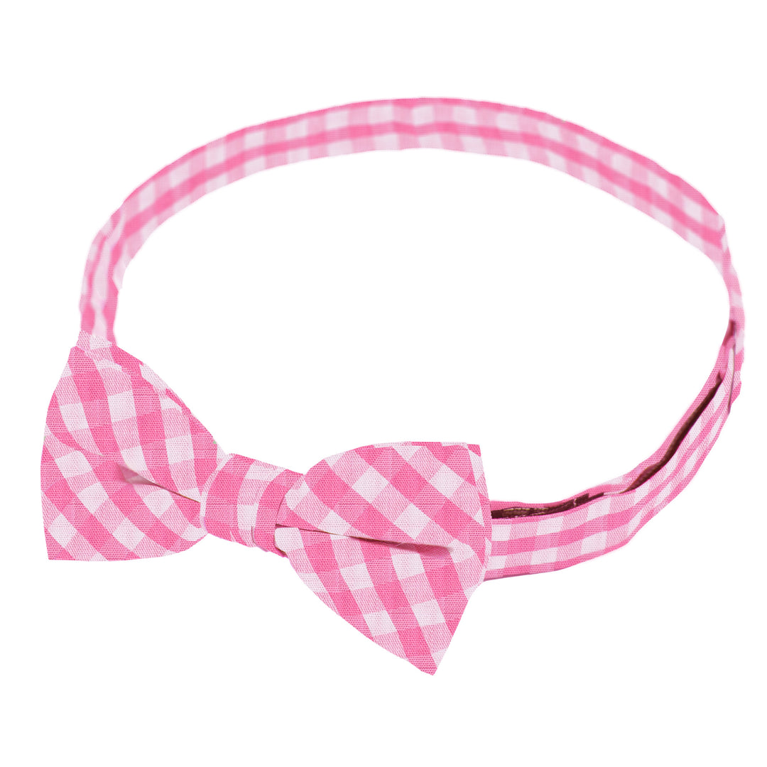 Kid's Gingham Banded Bow Tie - Pink