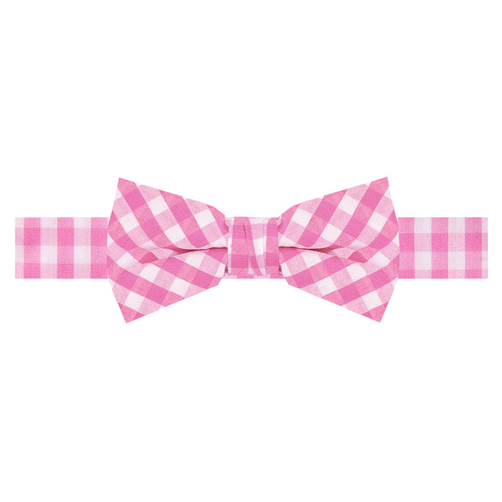 Kid's Gingham Banded Bow Tie - Pink