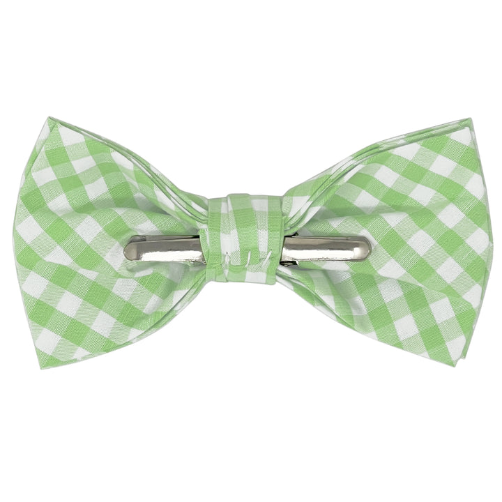 Gingham Clip-On Bow Tie - Lime Green