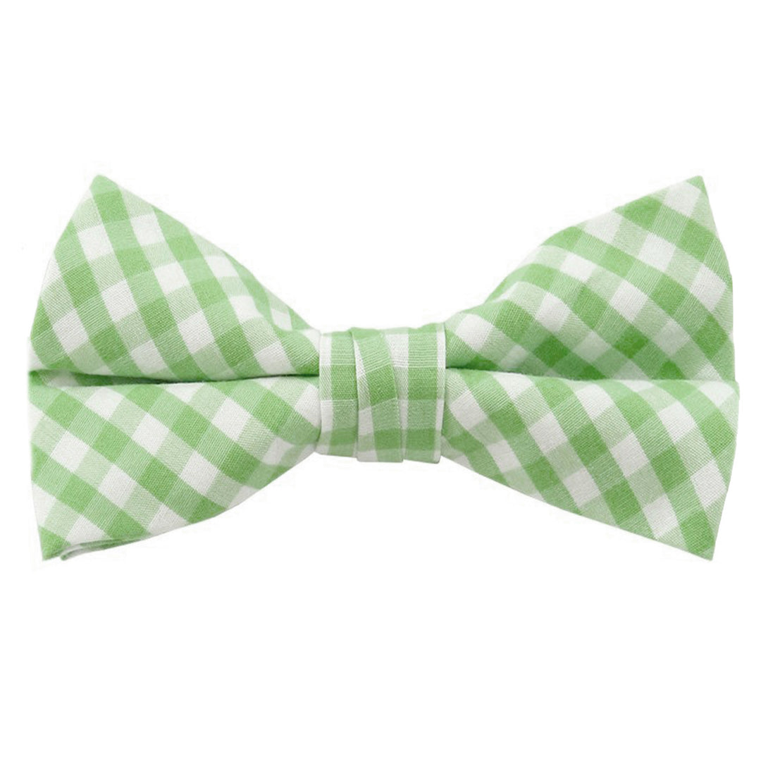 Wedding Gingham Clip-On Bow Tie - Lime Green