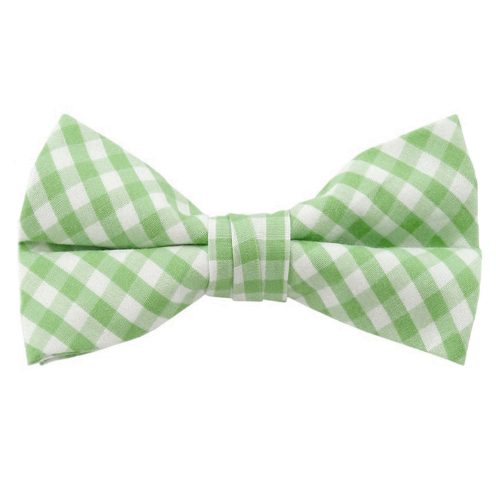 Gingham Clip-On Bow Tie - Lime Green