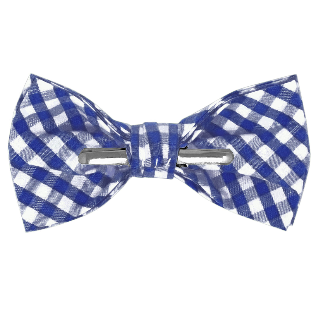 Gingham Clip-On Bow Tie - Royal Blue