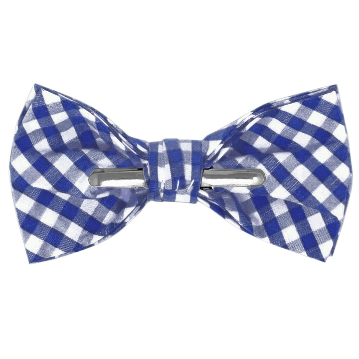 Gingham Clip-On Bow Tie - Royal Blue