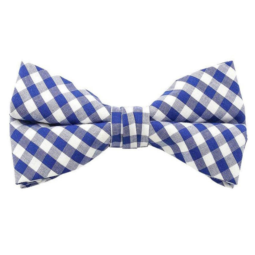 Gingham Clip-On Bow Tie - Royal Blue