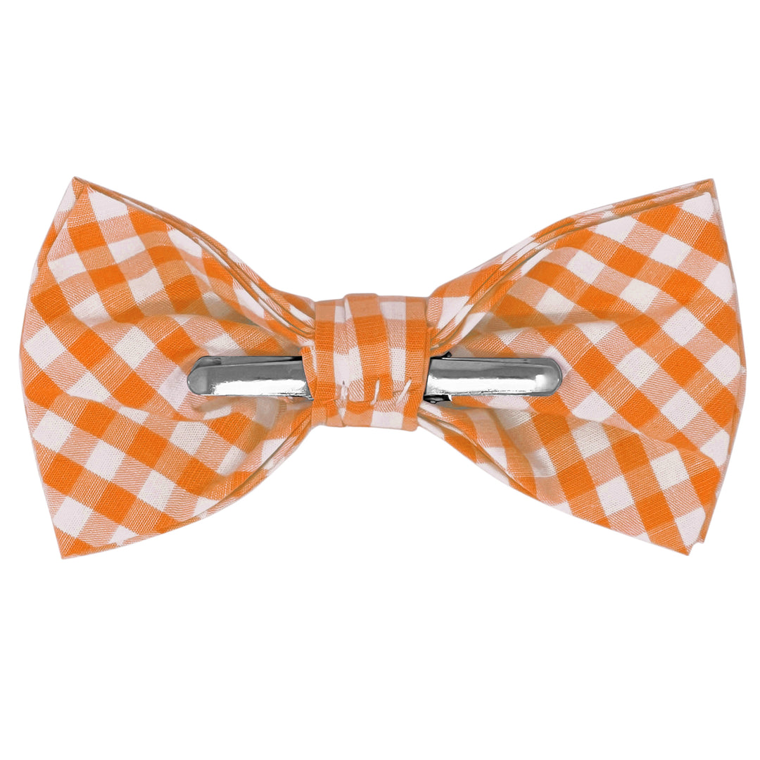 Gingham Clip-On Bow Tie - Orange