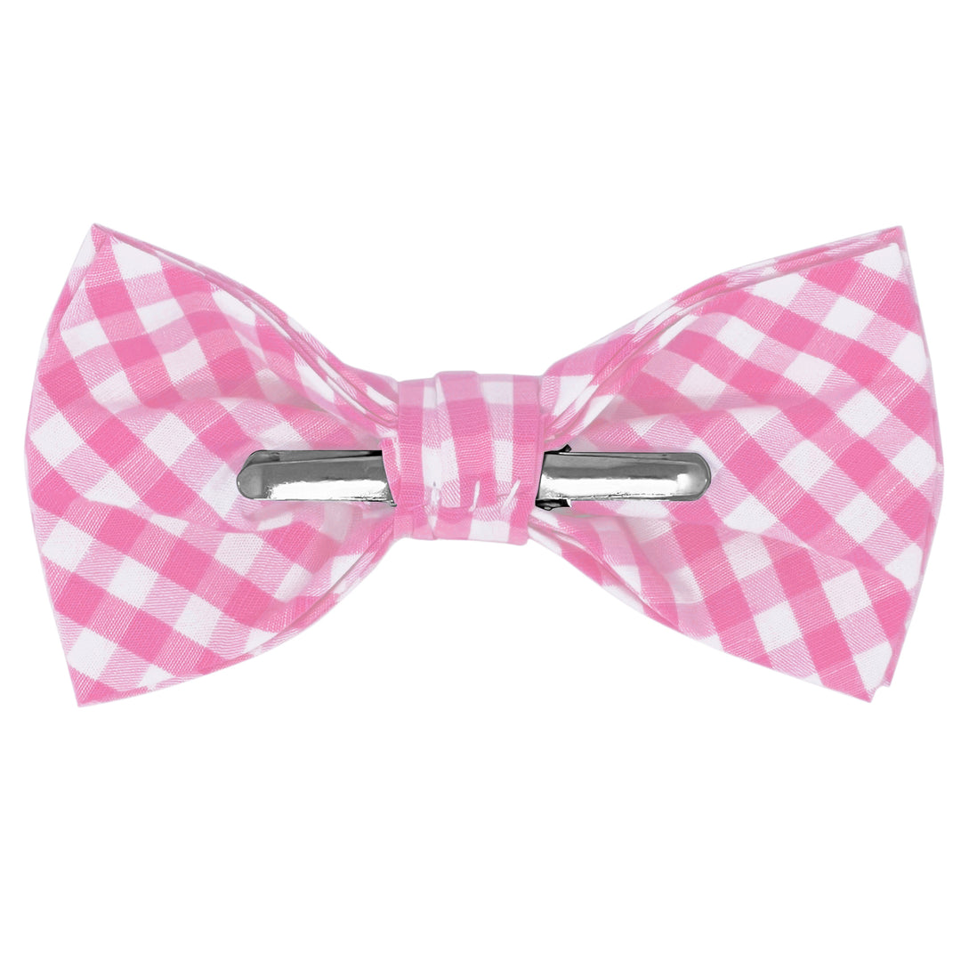 Gingham Clip-On Bow Tie - Pink