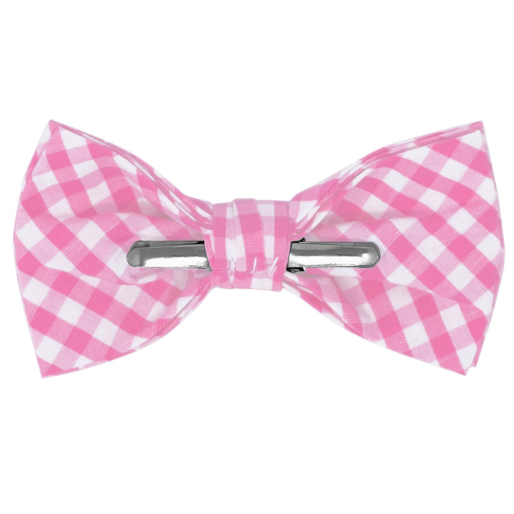 Gingham Clip-On Bow Tie - Pink