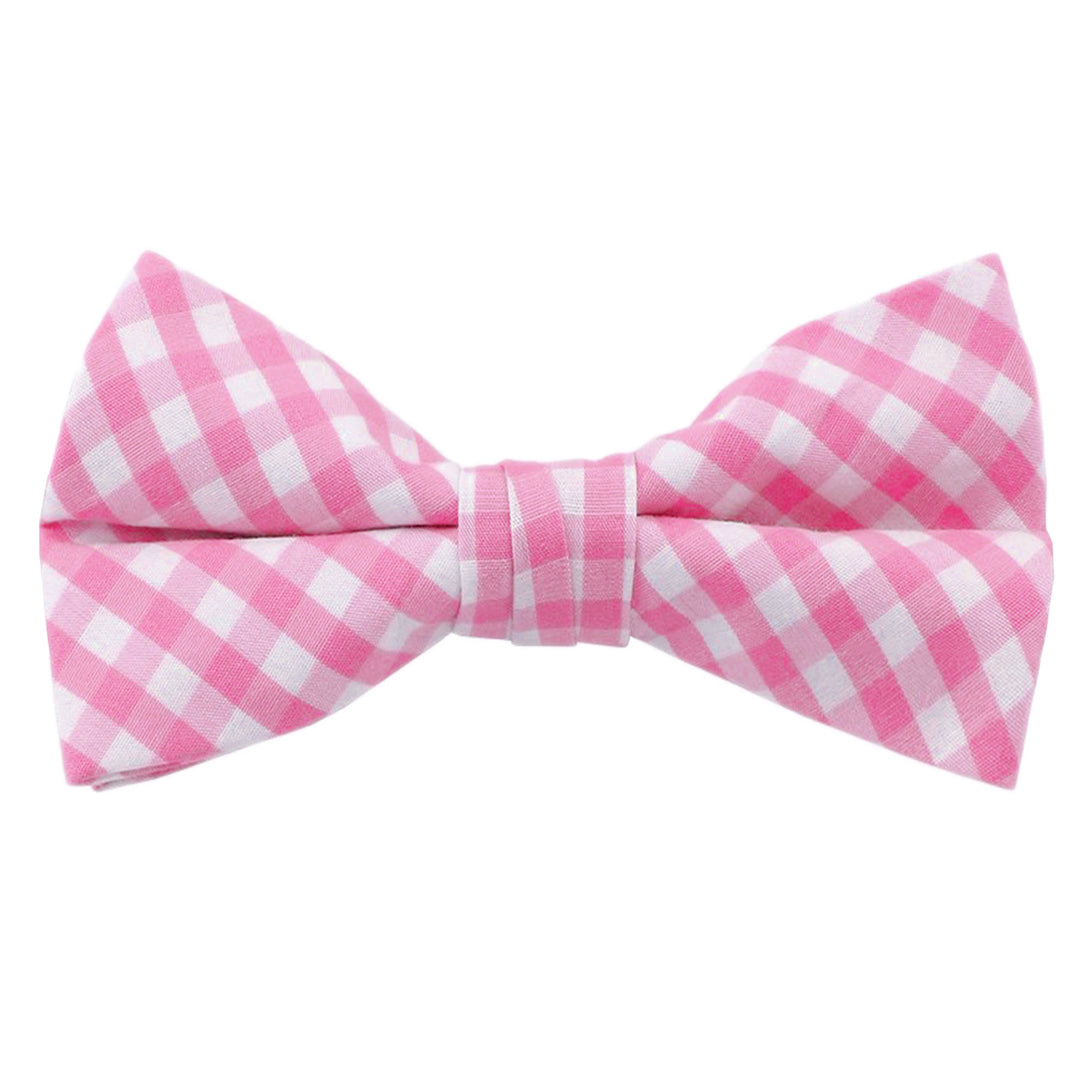 Wedding Gingham Clip-On Bow Tie - Pink