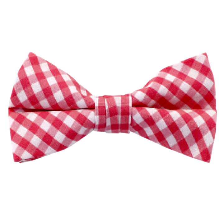 Gingham Clip-On Bow Tie - Red