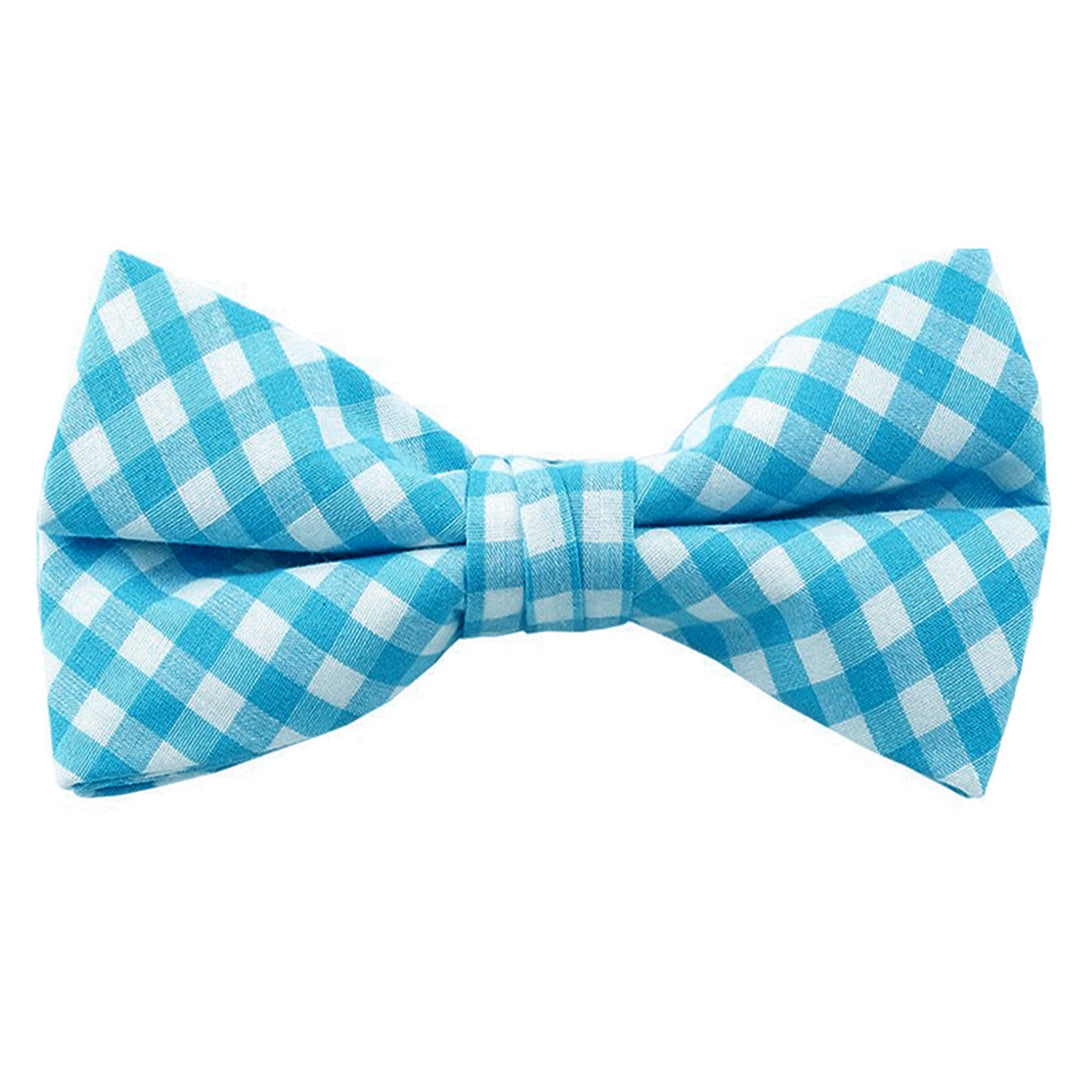 Wedding Gingham Clip-On Bow Tie - Turquoise