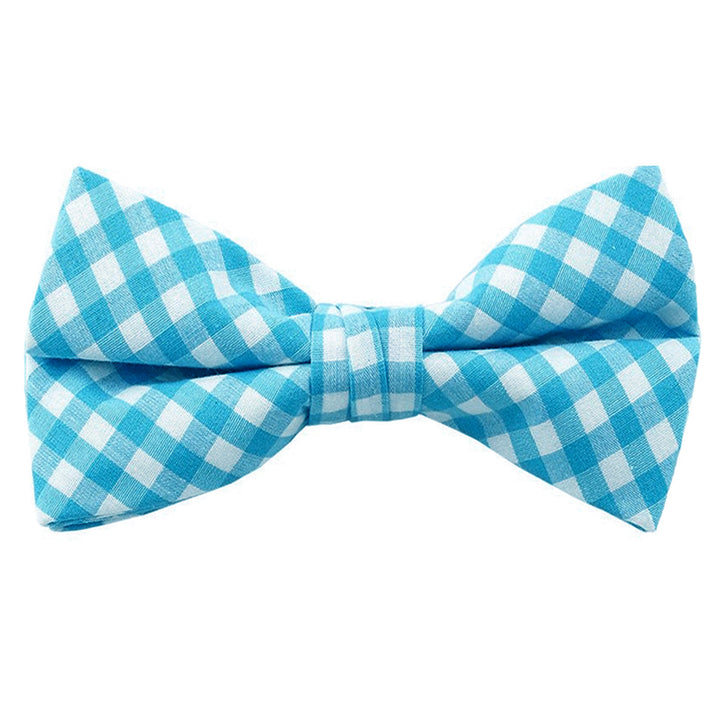Gingham Clip-On Bow Tie - Turquoise