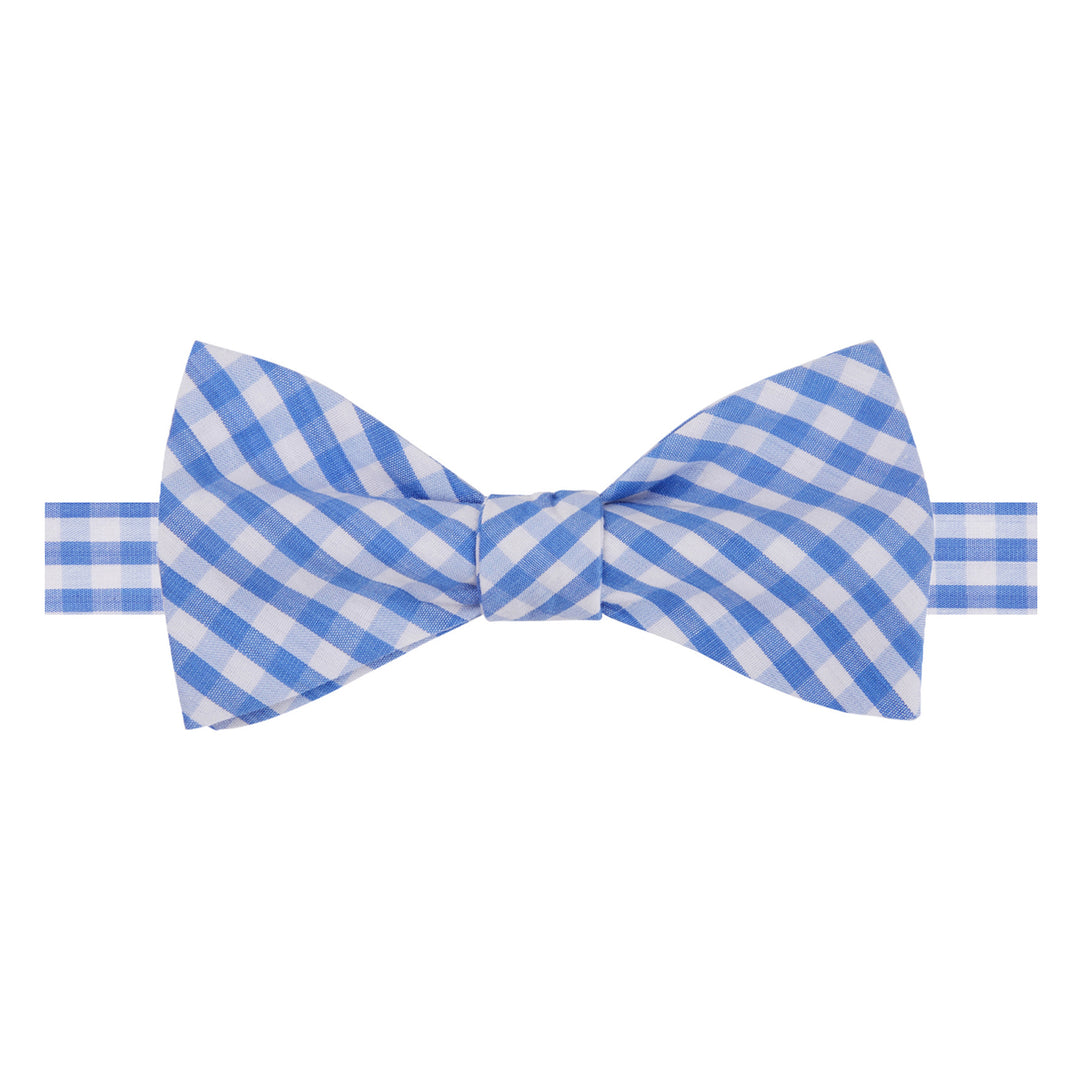 Gingham Self-Tie Bow Tie - Light Blue