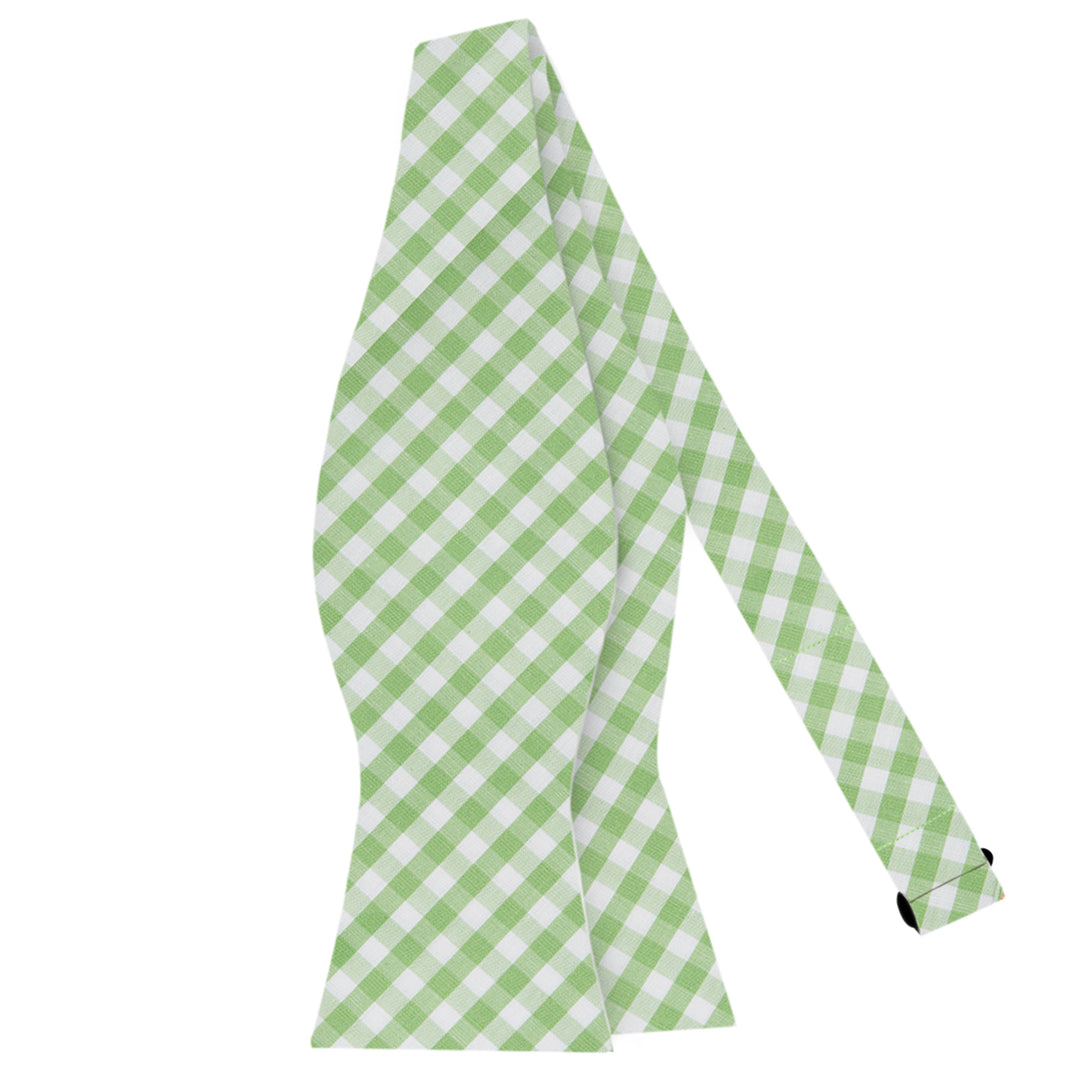 Wedding Gingham Self-Tie Bow Tie - Lime Green