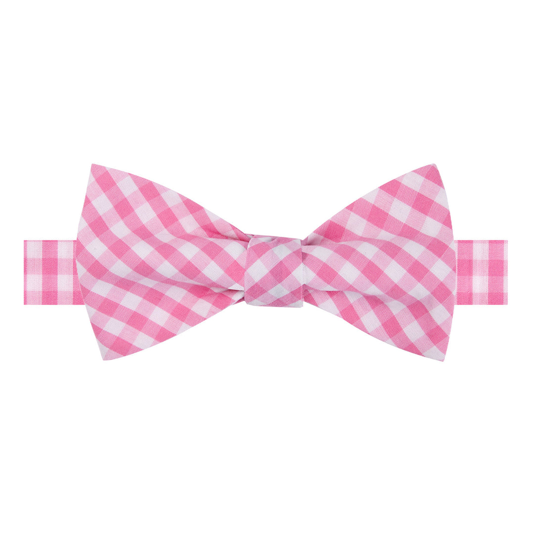 Gingham Self-Tie Bow Tie - Pink