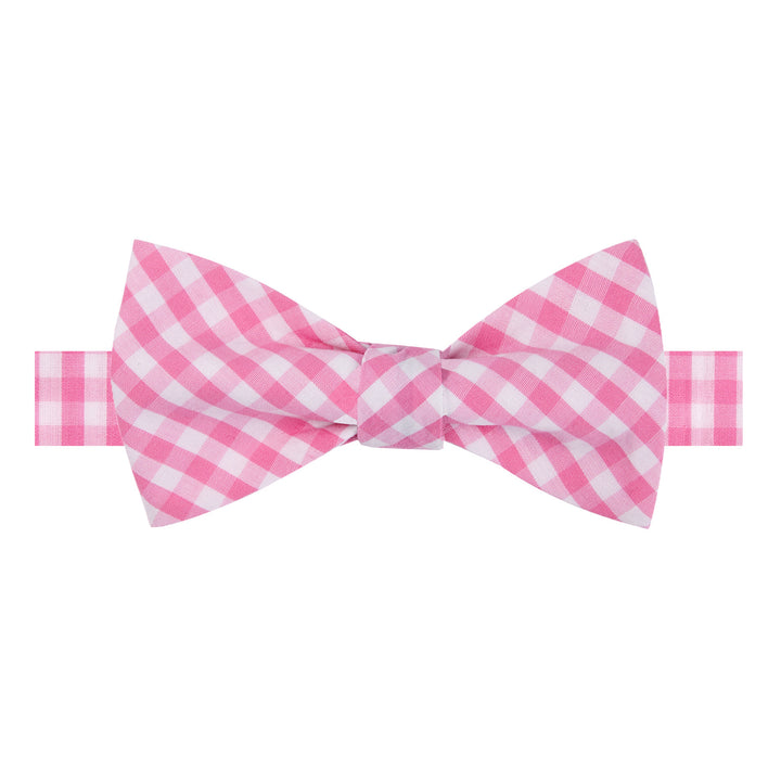 Gingham Self-Tie Bow Tie - Pink