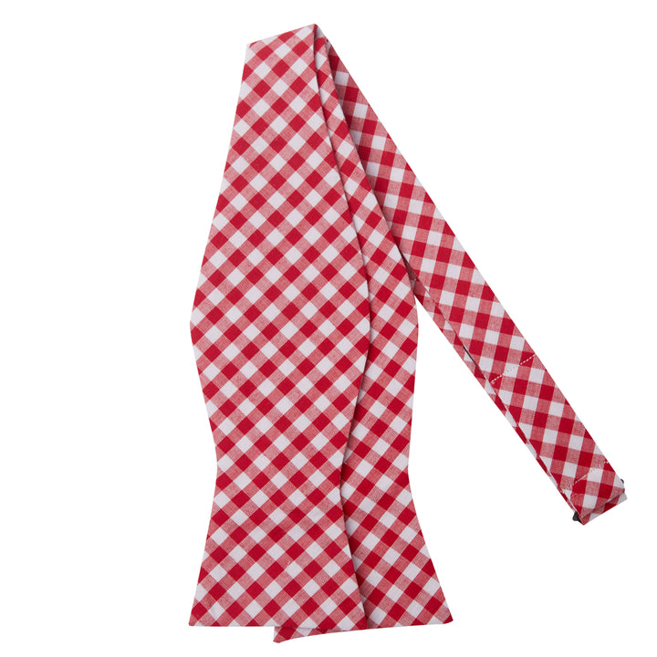 Wedding Gingham Self-Tie Bow Tie - Red