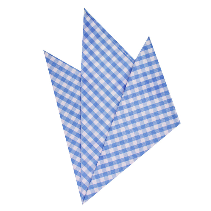 Gingham Pocket Square - Light Blue