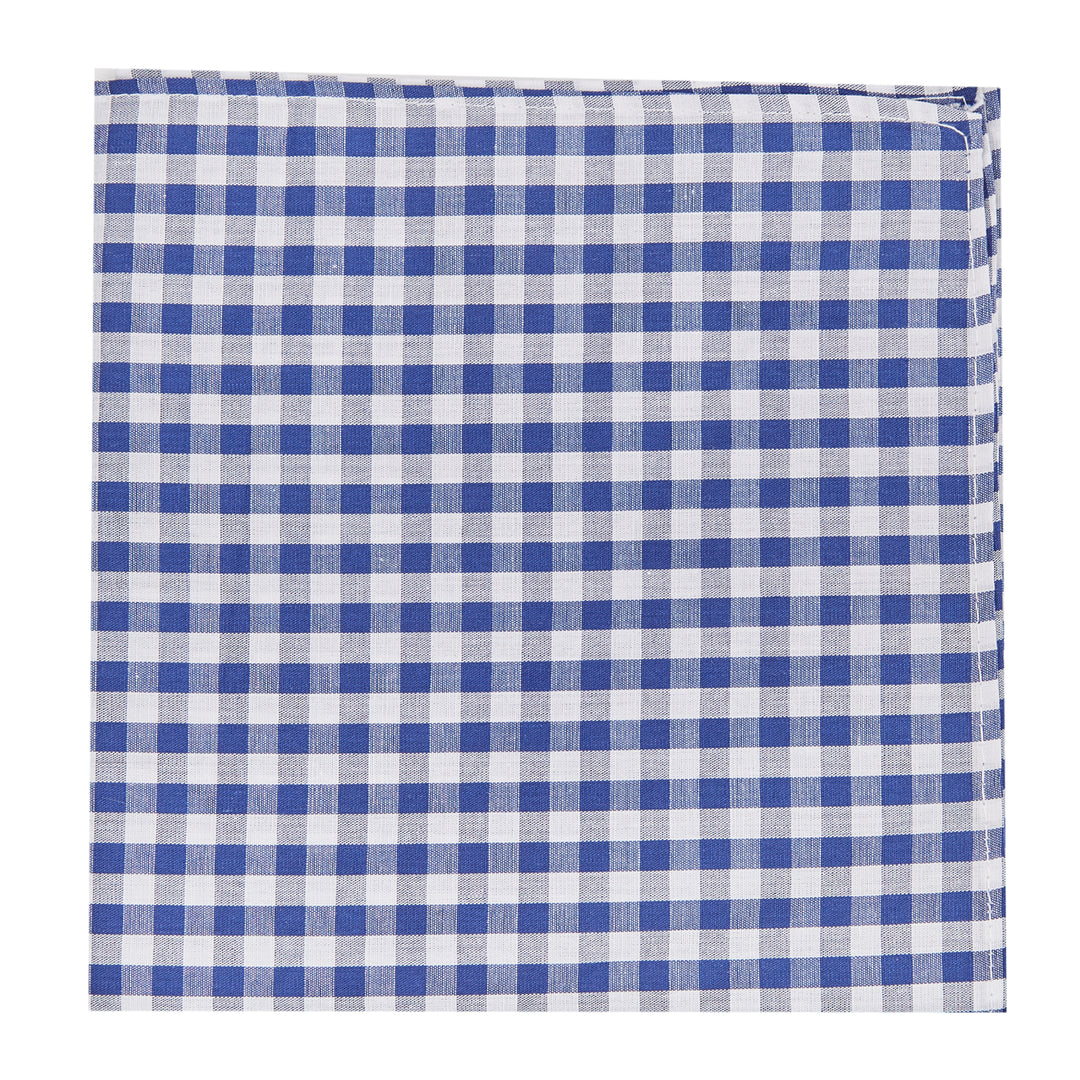 Gingham Pocket Square - Royal Blue