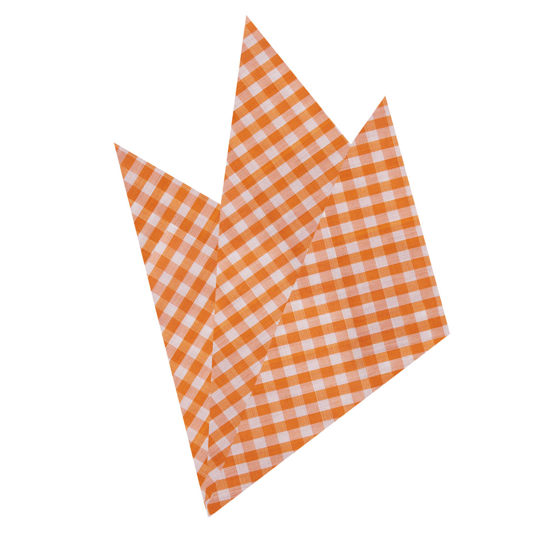 Gingham Pocket Square - Orange