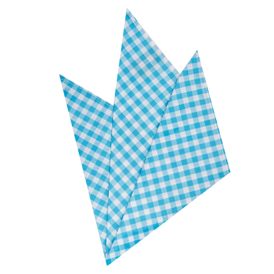 Gingham Pocket Square - Turquoise