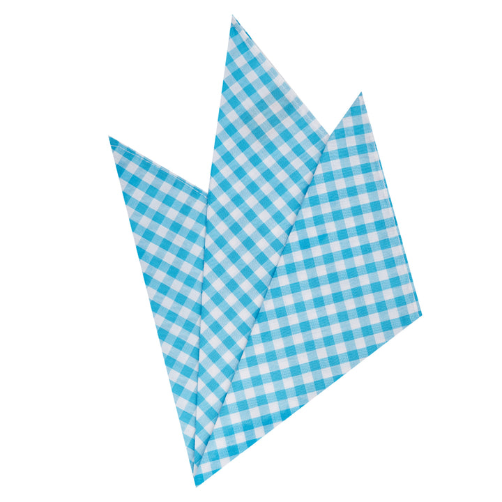 Gingham Pocket Square - Turquoise