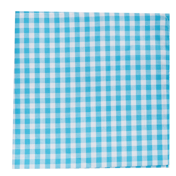 Gingham Pocket Square - Turquoise