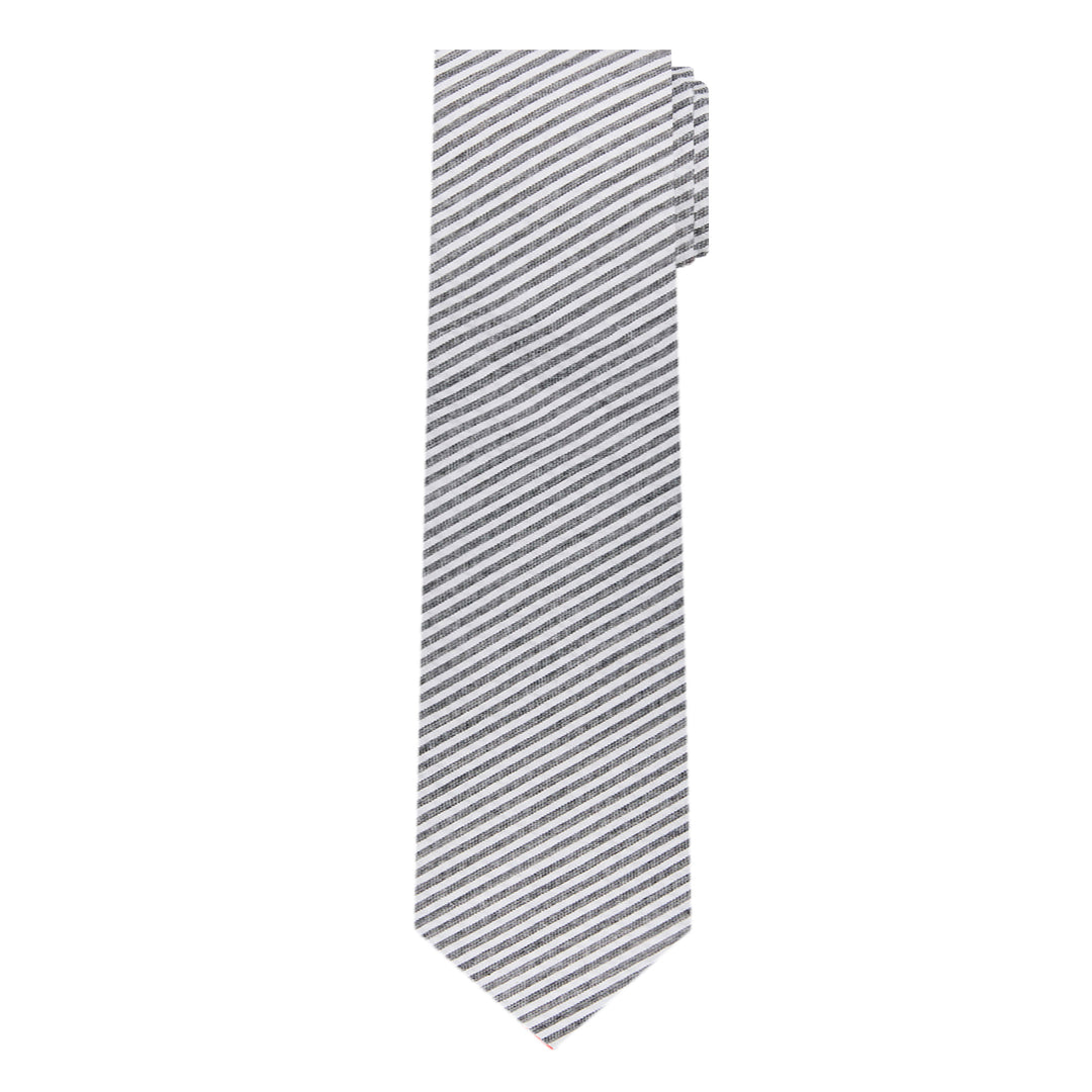 Seersucker Striped Extra Long Tie - Black