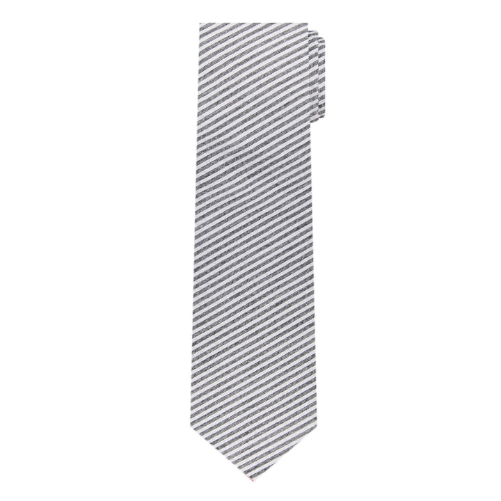 Seersucker Striped Extra Long Tie - Black