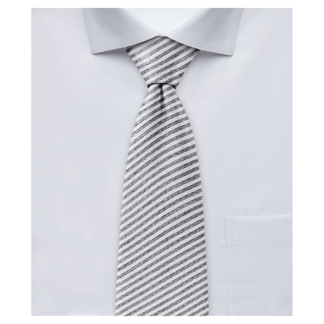 Wedding Seersucker Striped Tie - Black
