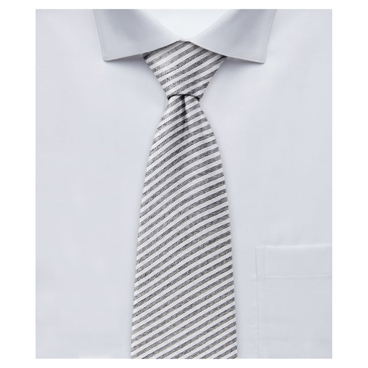Kid's Seersucker Striped 11" Clip-On Tie - Black