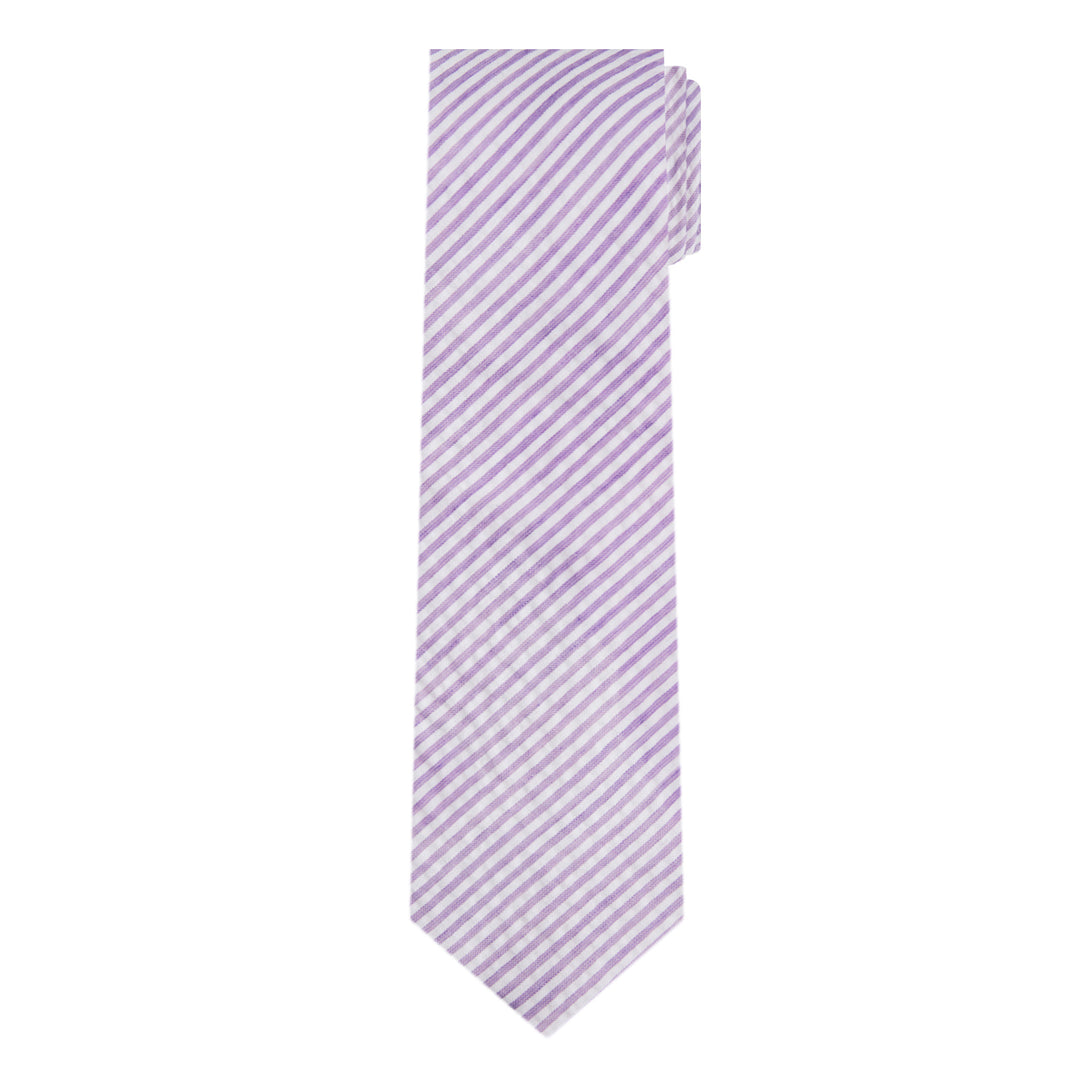 Seersucker Striped Extra Long Tie - Lavender