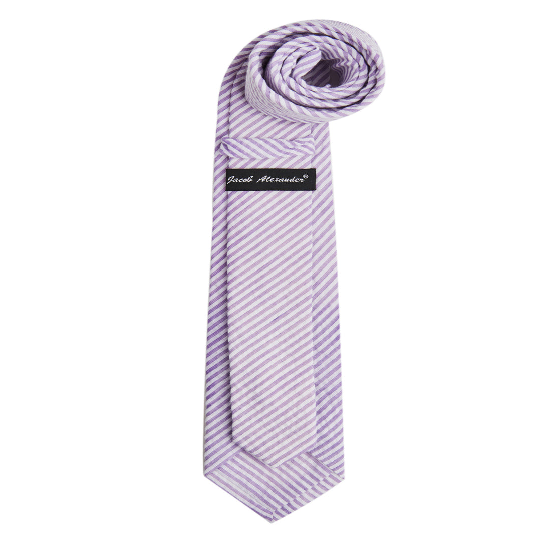 Seersucker Striped Extra Long Tie - Lavender