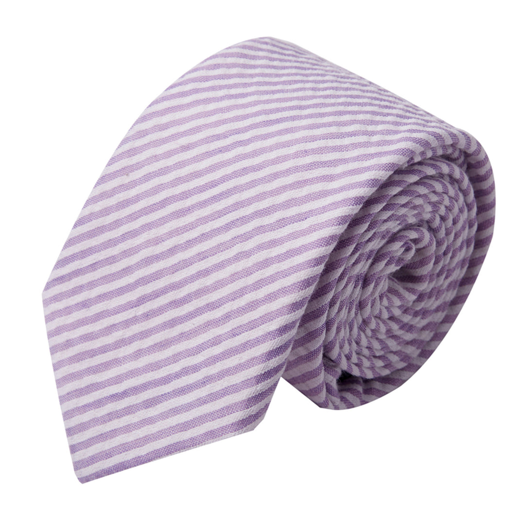 Seersucker Striped Tie - Lavender