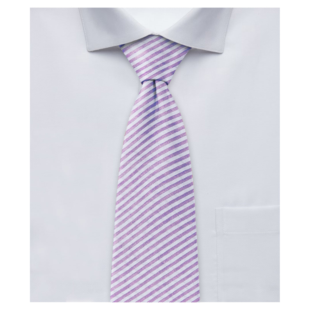 Kid's Seersucker Striped 14" Clip-On Tie - Lavender