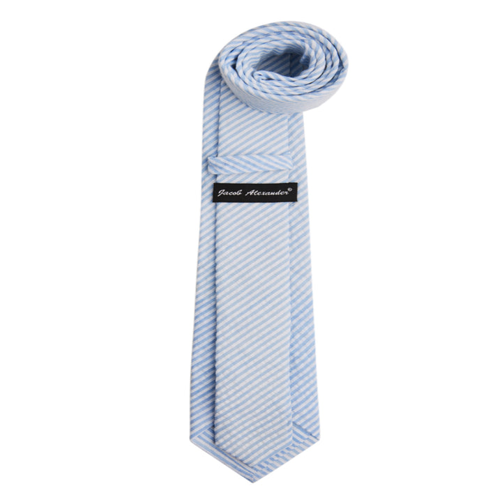 Seersucker Striped Tie - Baby Blue