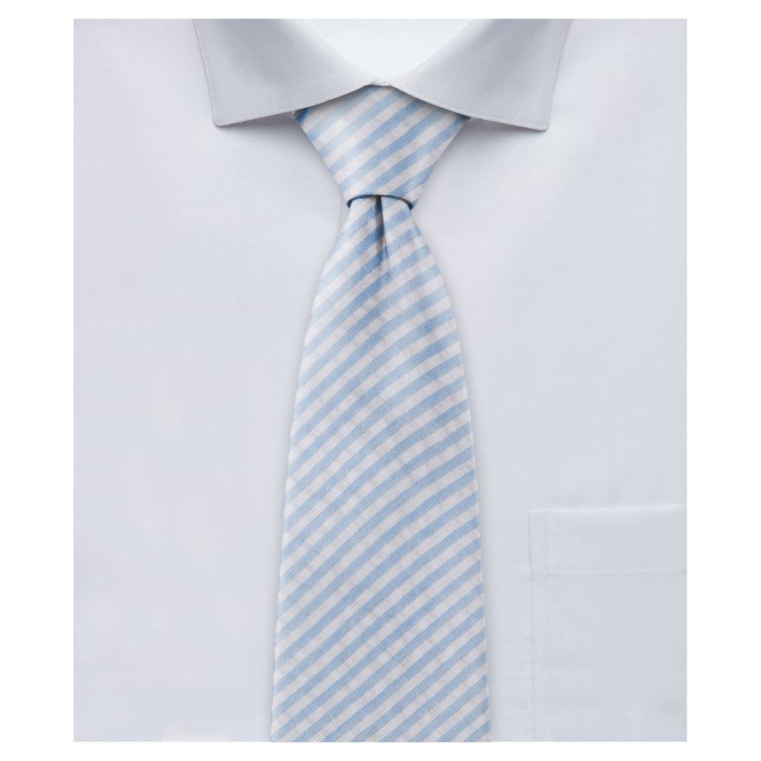 Kid's Prep Seersucker Striped Tie - Baby Blue