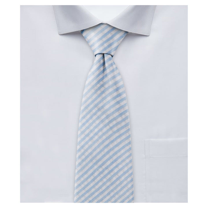 Kid's Seersucker Striped 14" Clip-On Tie - Baby Blue